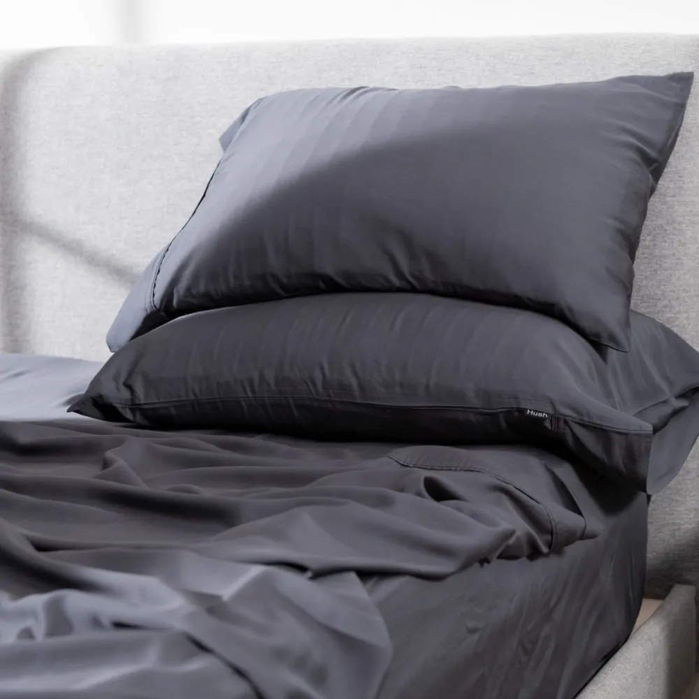 Hush Iced Charcoal Sheet and Pillowcase Set Queen