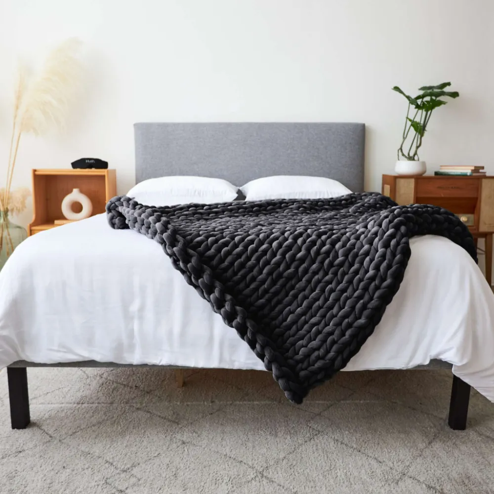 Hush Black Minky Knit Weighted Blanket