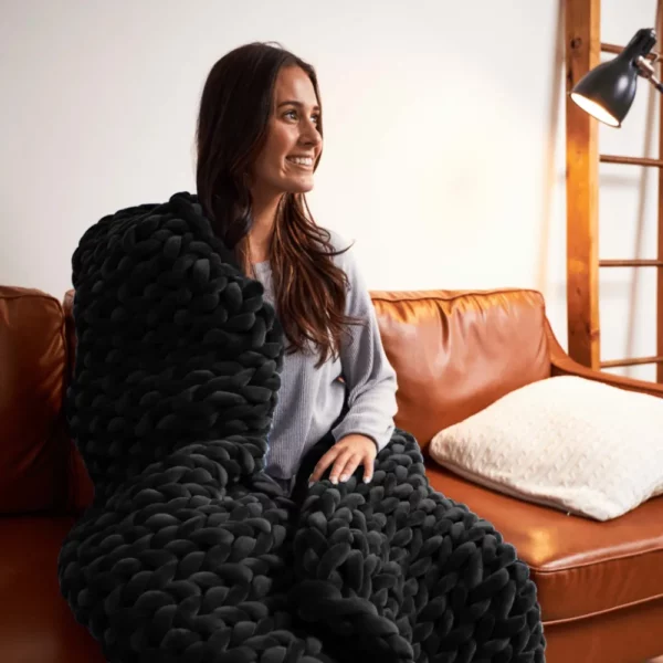 Hush Black Minky Knit Weighted Blanket