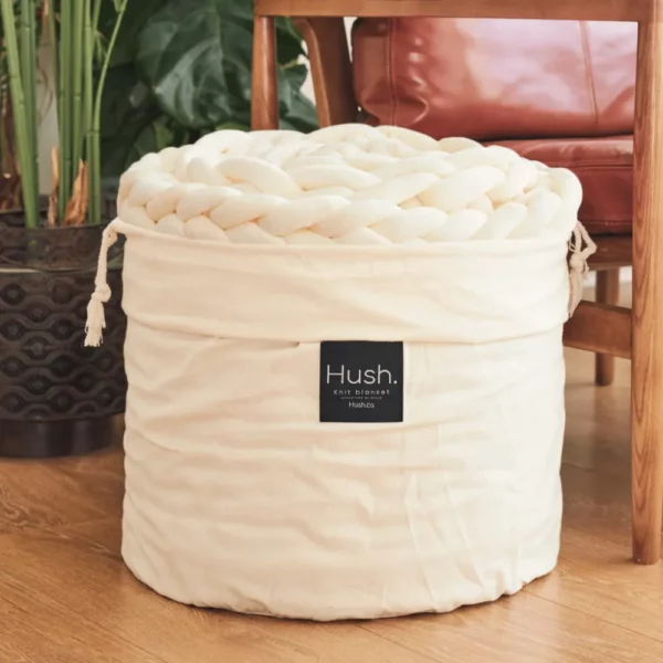 Hush Cream Minky Knit Weighted Blanket - 15lbs