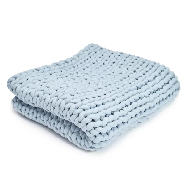 Hush Dusty Blue Cotton Knit Weighted Blanket