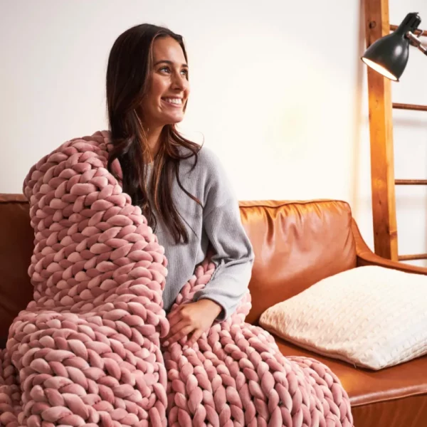 Hush Dusty Rose Minky Knit Weighted Blanket