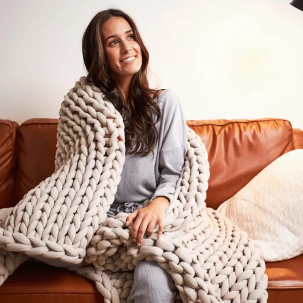 Hush Grey Cotton Knit Weighted Blanket