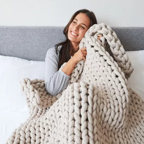 Hush Grey Cotton Knit Weighted Blanket
