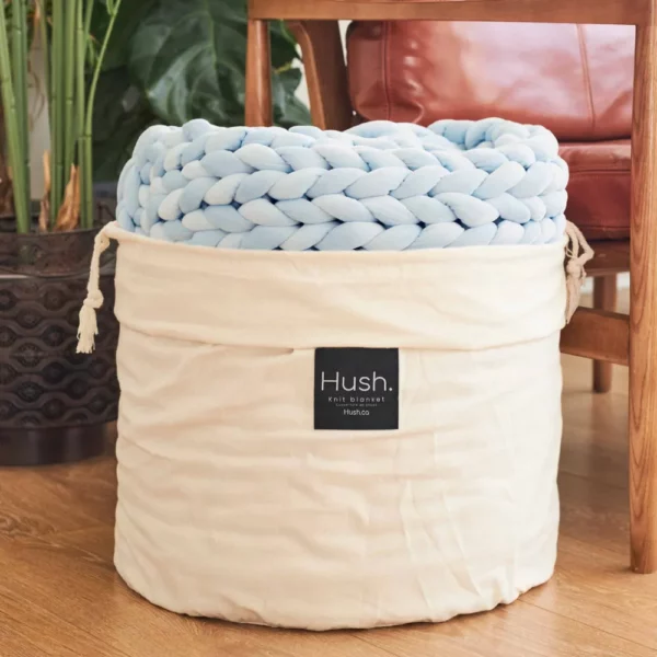 Hush Light Blue Minky Knit Weighted Blanket