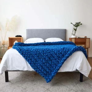 Hush Navy Minky Knit Weighted Blanket