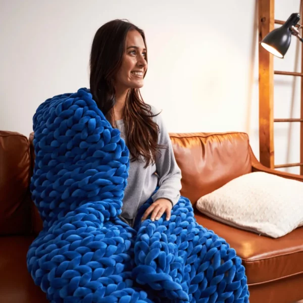 Hush Navy Minky Knit Weighted Blanket